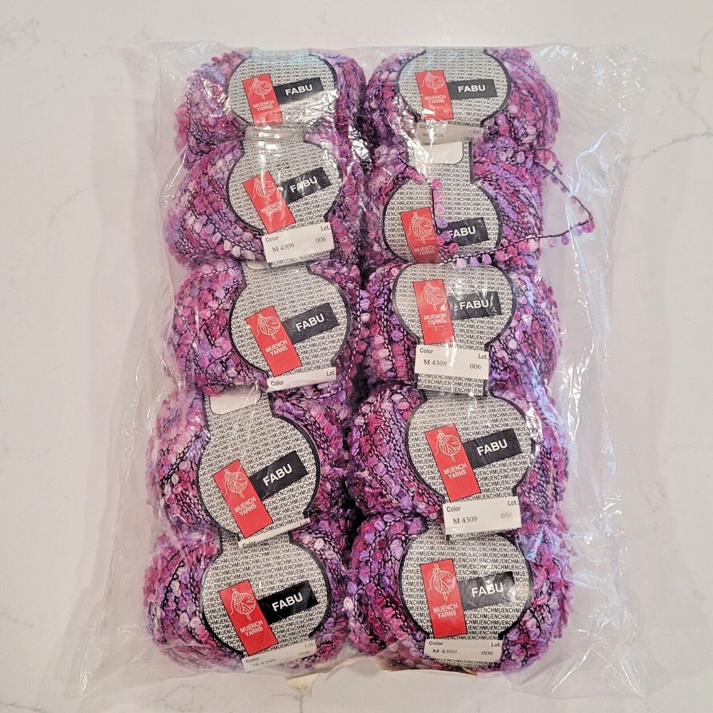 Ribbon Yarn Fabu Muench 4309 Purple 10 pc LOT Variegated 50g 72m DISC France